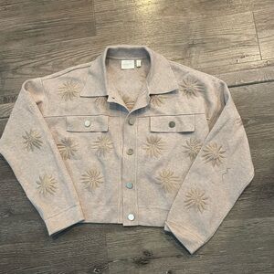 Cyrus Beige Embroidered Cardigan